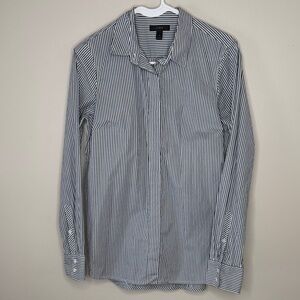 J. Crew Grey and White Striped Button Down Shirt Size 8